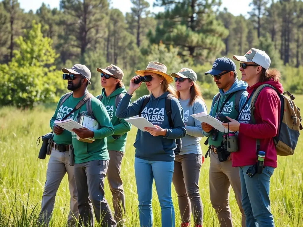 A group of ACCA DE MOLEDES members participating in a wildlife census, collecting data on local animal populations to inform conservation strategies.